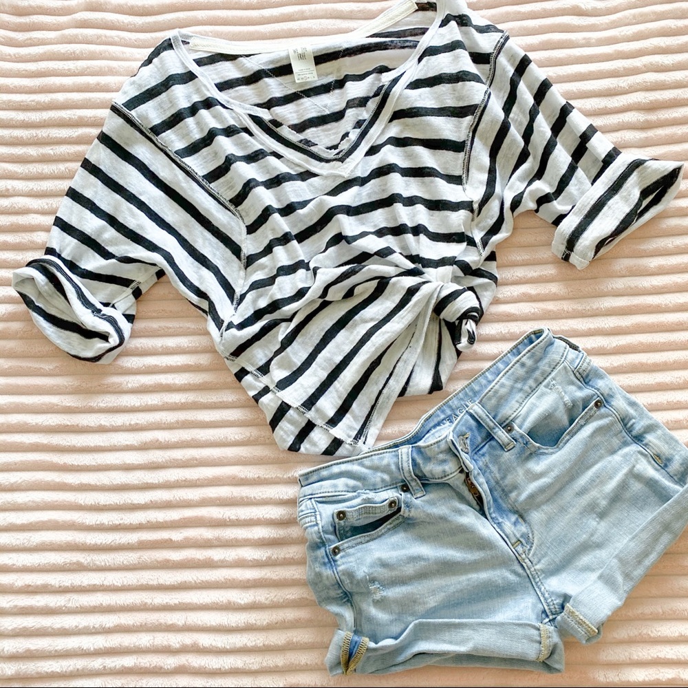 We the Free stripe lightweight short sleeve top